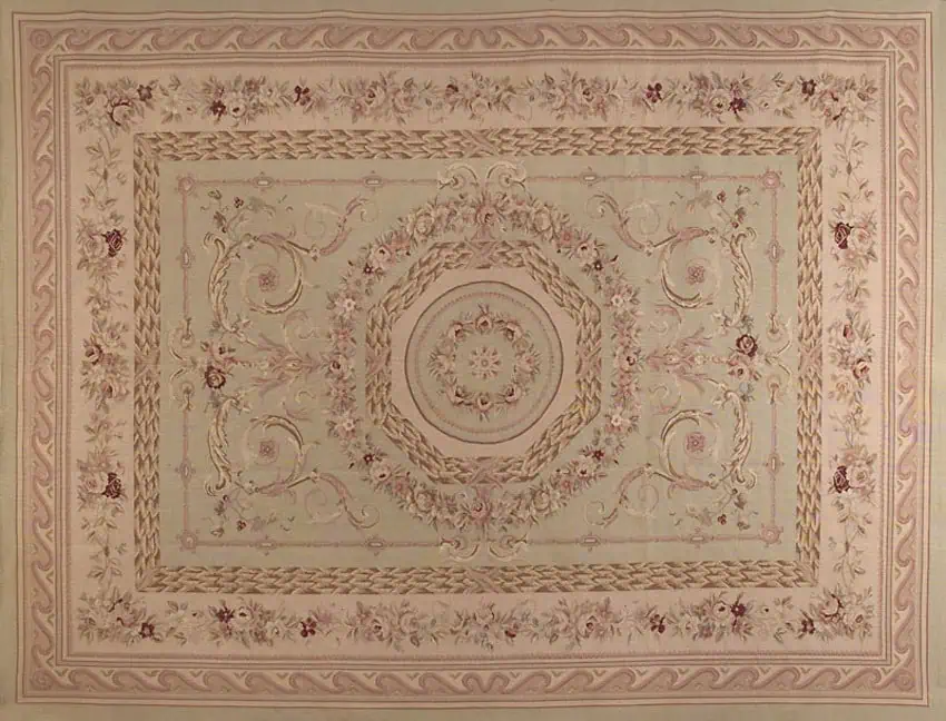  Aubusson tapijt, medaillon, Franse stijl, en klassiek design.
